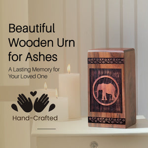 Wooden Elephant Urn Box for Ashes - Thoughtful Keepsake