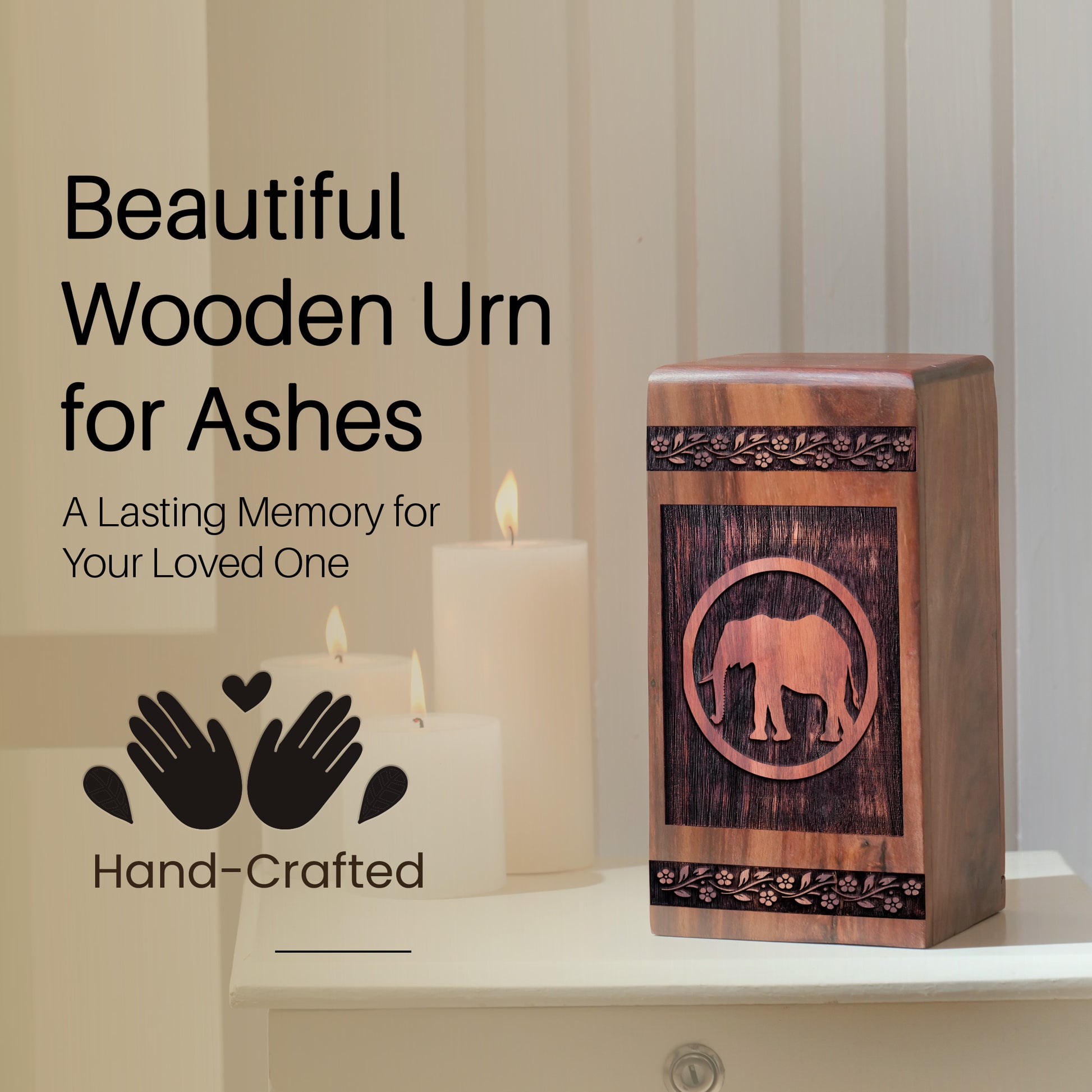 elephant Urn Size 10 Inch 10”(H) x 5.5”(W) x 5.5”(L)