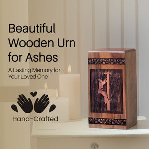 Handcrafted Wooden Electric Work Urn for Ashes keepsake