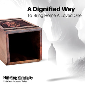 Wooden Electric Work Urn Box for Ashes - Thoughtful Keepsake