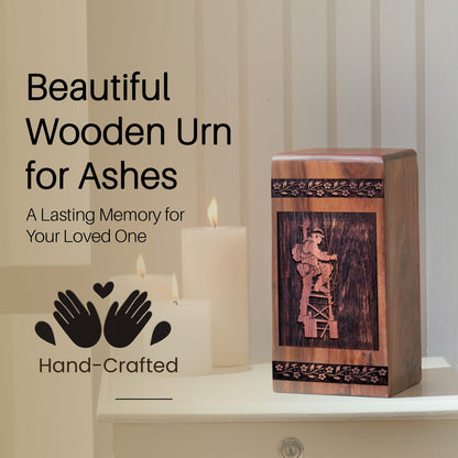 Wooden Electric Work Urn Box for Ashes - Thoughtful Keepsake