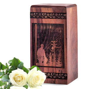 Handcrafted Wooden Electric Work Urn for Ashes Urn