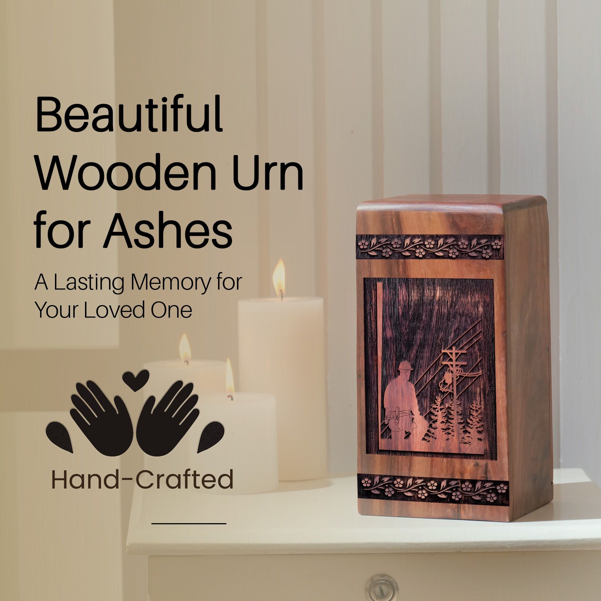 Handcrafted Wooden Electric Work Urn for Ashes Urn
