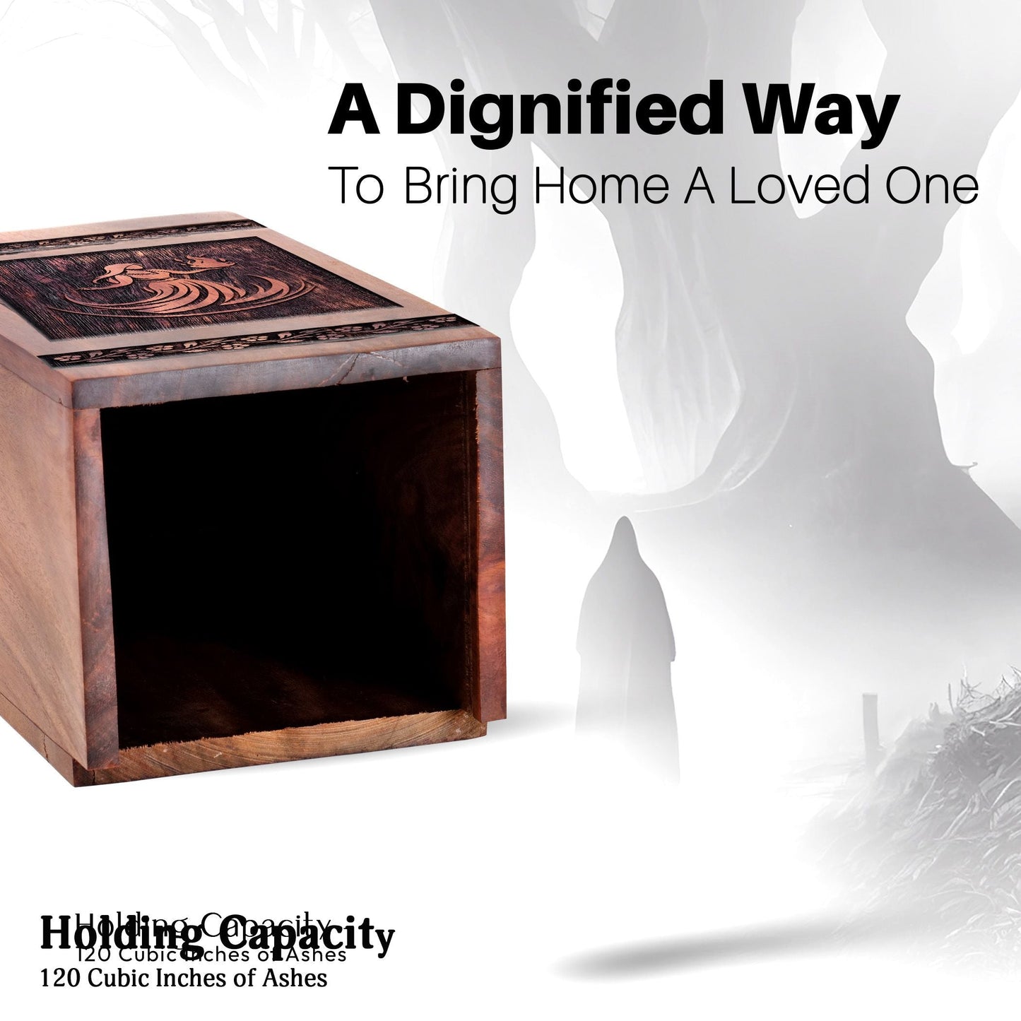Handcrafted Wooden Female Dancing Urn for Human Ashes
