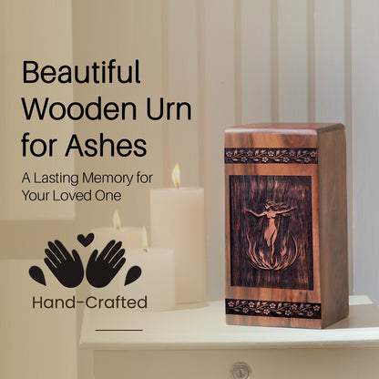 Wooden Female Dancing Urn for Ashes - Handcrafted Memorial