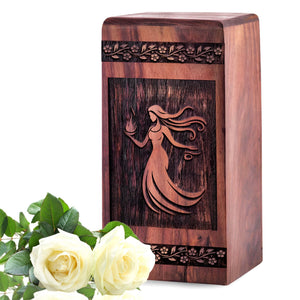 Wooden Female Dancing Urn Box for Ashes - Thoughtful Memorial