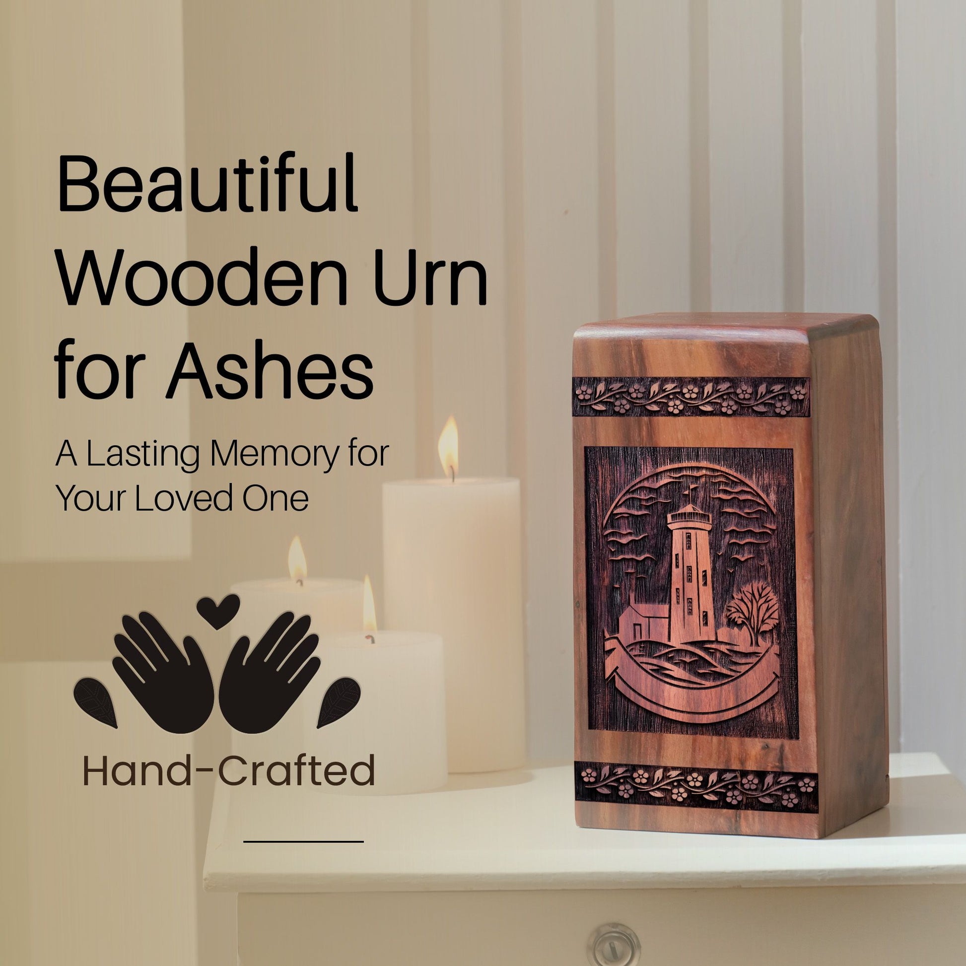 Handcrafted Wooden Lighthouse Urn for Ashes - Guiding Tribute