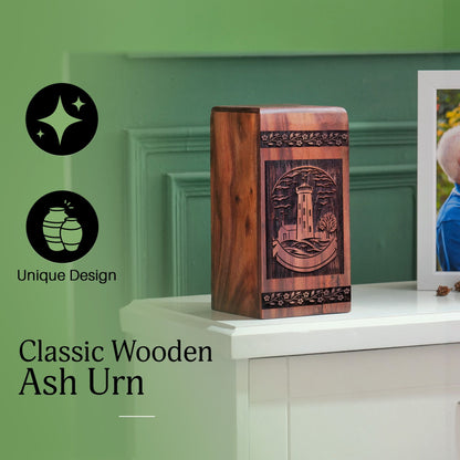 Handcrafted Wooden Lighthouse Urn for Ashes - Guiding Tribute
