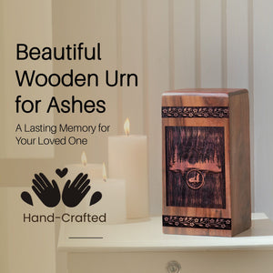 Wooden Mountain Urn Box for Ashes - Thoughtful Keepsake