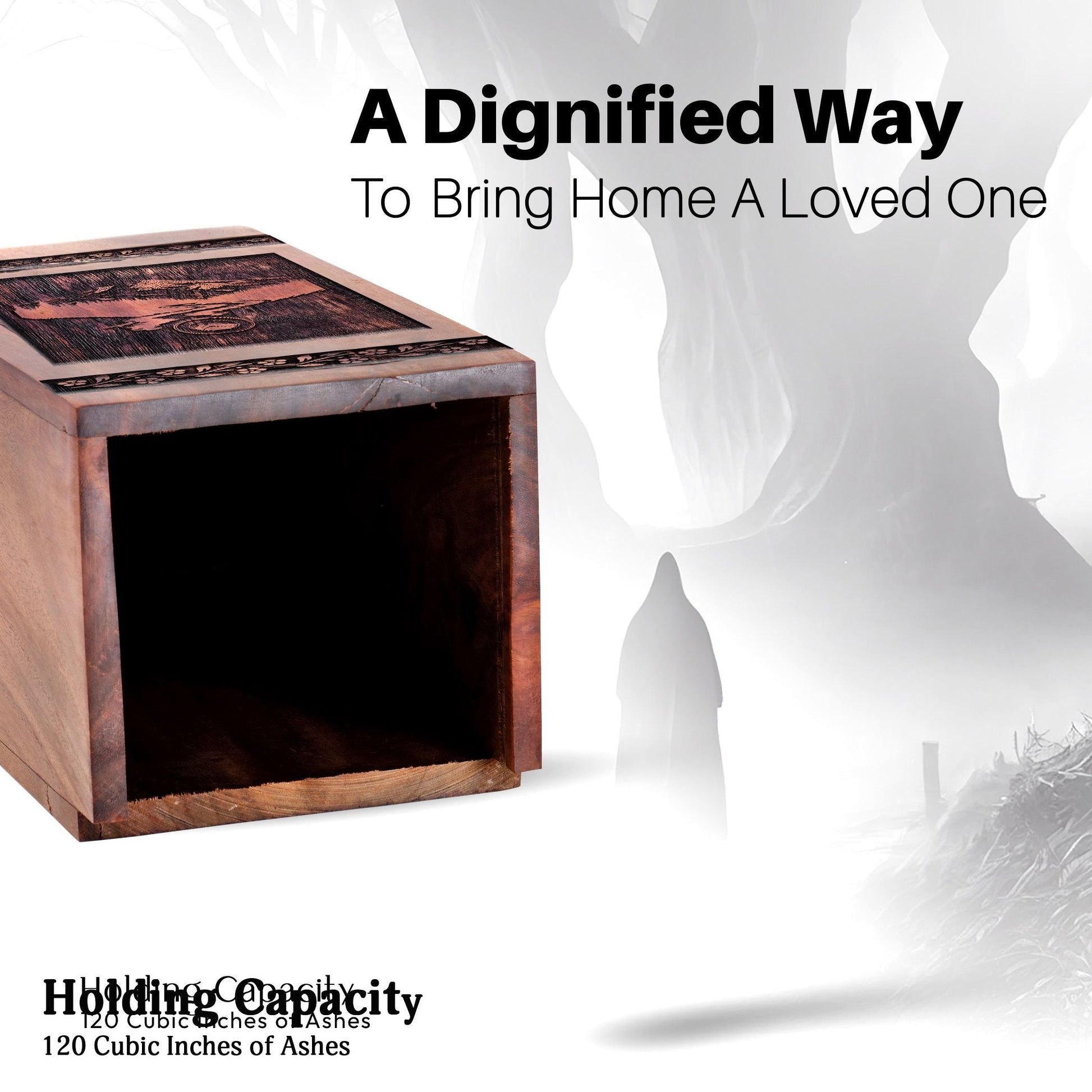 Unique Wooden Mountain Cremation Urn for Ashes Keepsake