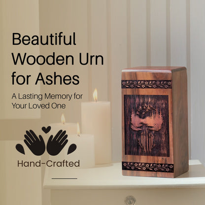 Handcrafted Wooden Mountain Urn for Ashes - Timeless Memorial