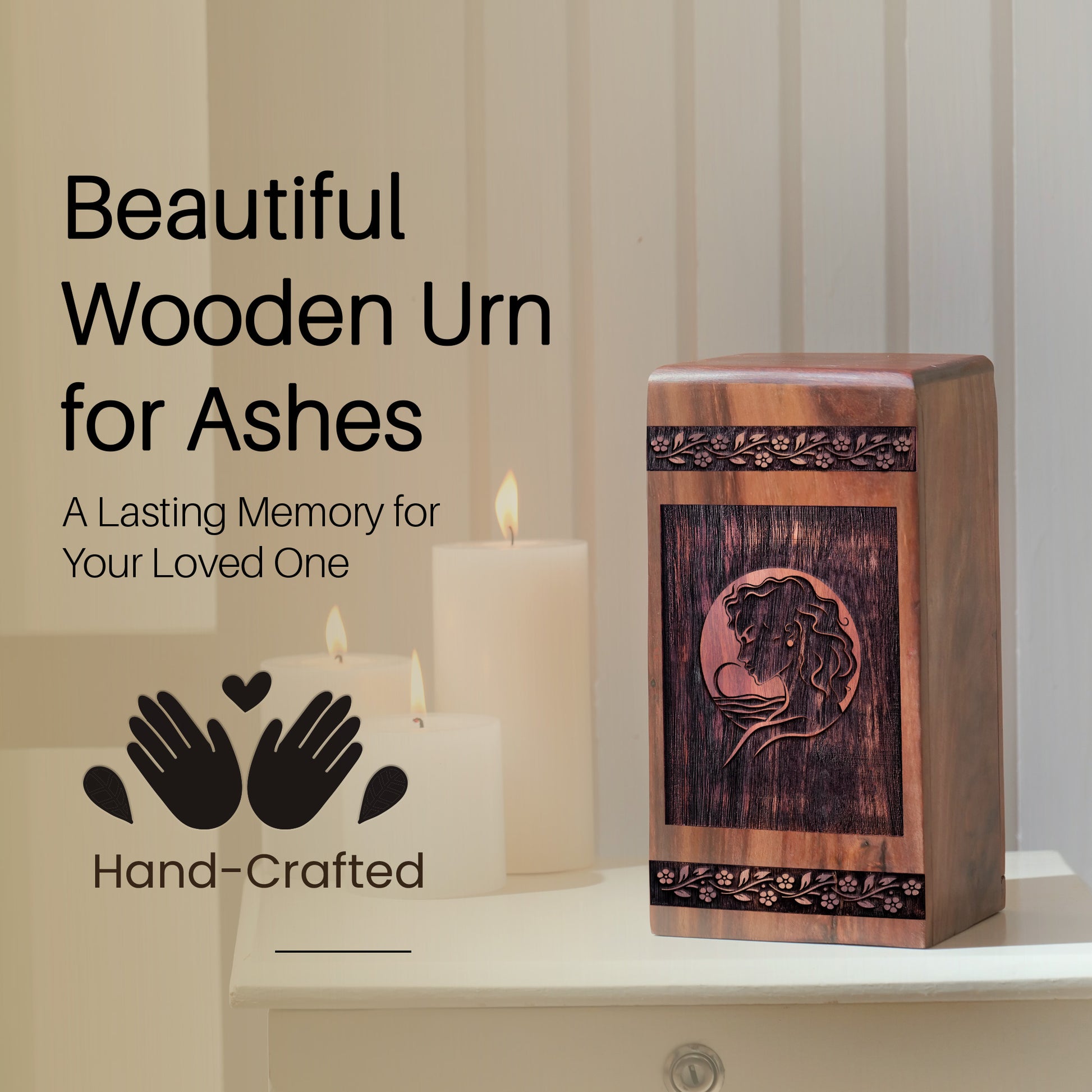 female s face Urn Size 8 Inch 8”(H) x 4.7”(W) x 4.7”(L)
