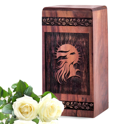 Handmade Wooden Female Face Urn for Ashes - Lasting Memorial