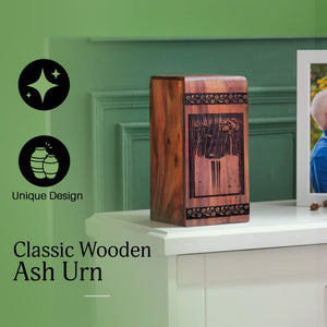 Handcrafted Wooden Mountain Urn for Ashes - Lasting Memorial