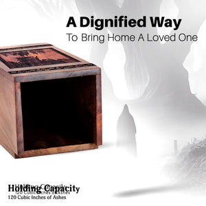 Unique Wooden Mountain Cremation Urn for Ashes Keepsake