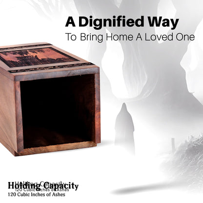 Unique Wooden Mountain Cremation Urn for Ashes Keepsake