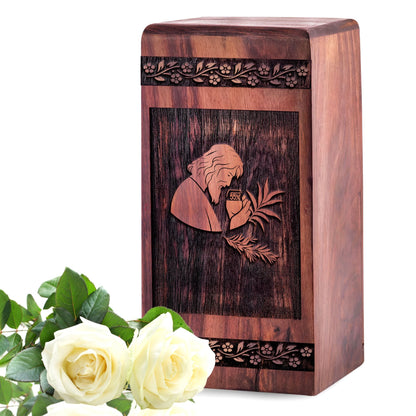 Handcrafted Wooden Jesus Urn for Ashes - Eternal Tribute