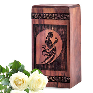 Wooden Jesus Urn Box for Ashes - Thoughtful Keepsake
