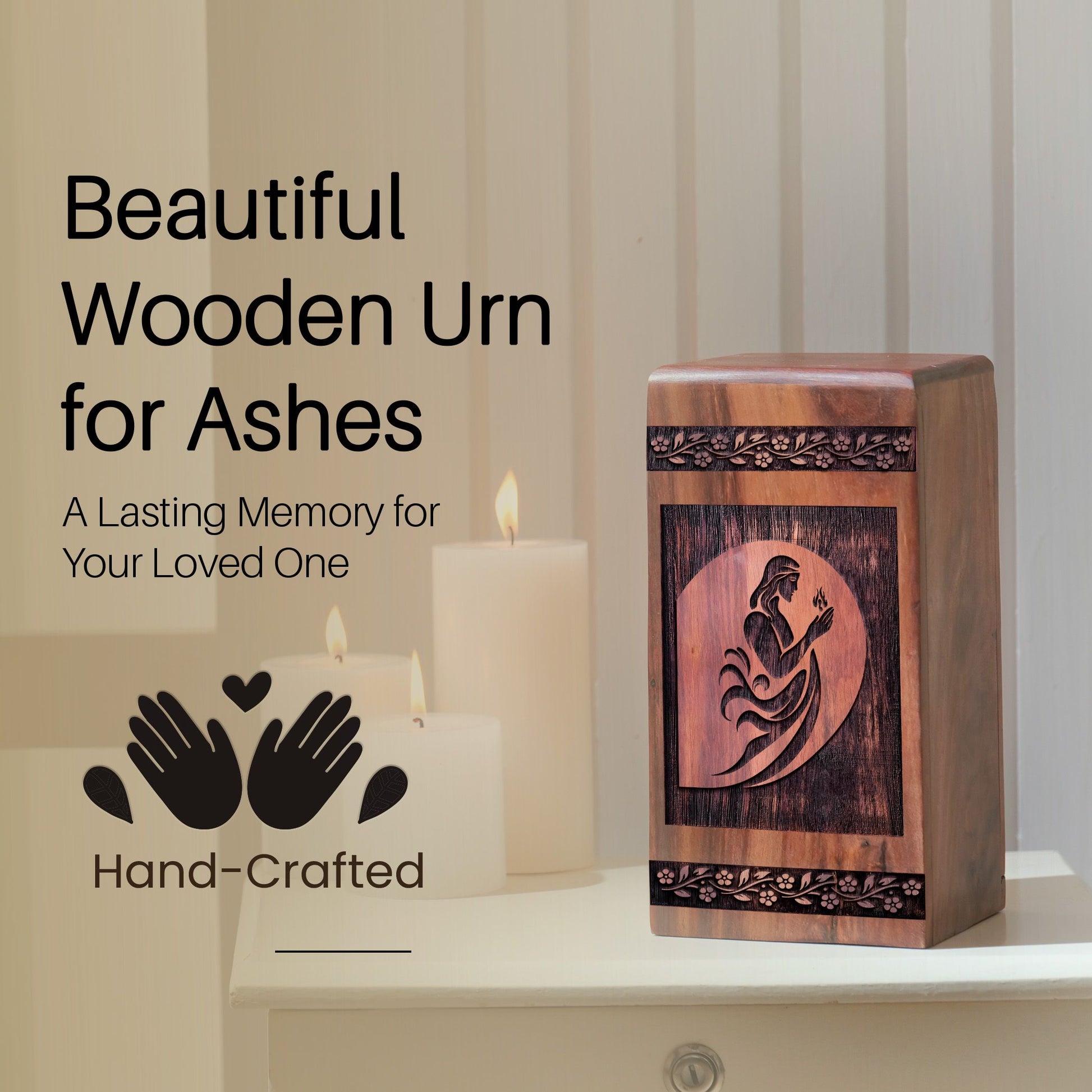 Wooden Jesus Urn Box for Ashes - Thoughtful Keepsake