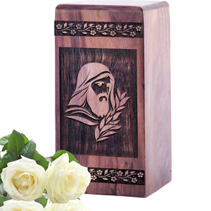 Handcrafted Wooden Jesus Urn for Ashes - Faithful Tribute