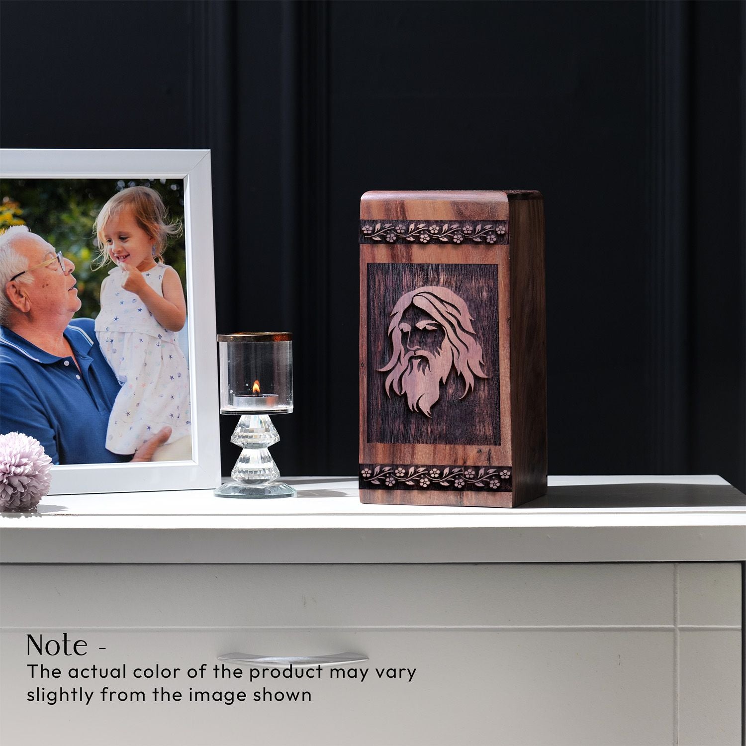 Wooden Jesus Urn Box for Ashes - Thoughtful Keepsake