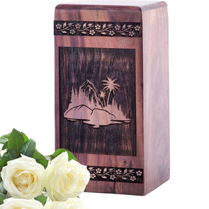 Handcrafted Wooden Mountain Urn for Ashes - Lasting Memorial