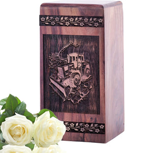 Handcrafted Wooden JCB Urn for Ashes - Lasting Tribute