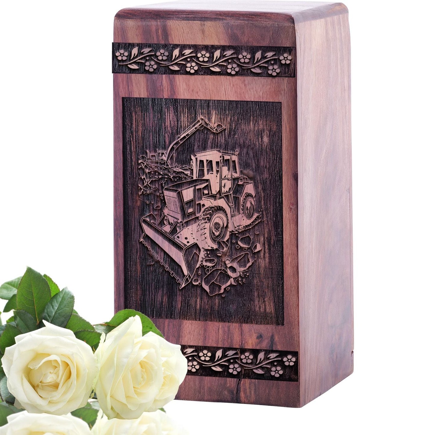 Handcrafted Wooden JCB Urn for Ashes - Lasting Tribute