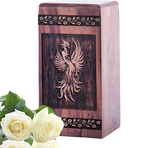 Handcrafted Wooden Phoenix Urn for Ashes - Symbol of Renewal