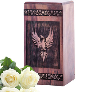 Unique Wooden Phoenix Cremation Urn for Ashes - Eternal Tribute