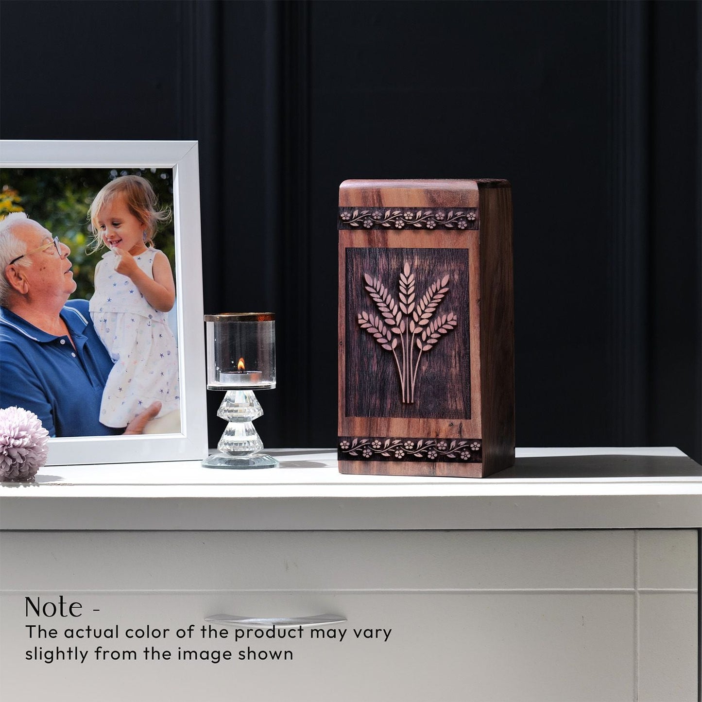 Handcrafted Wooden Leaves Urn for Ashes Keepsake urn