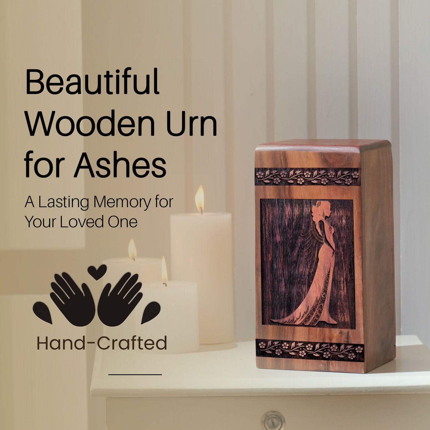 Unique Wooden Egyptian Cremation Urn for Ashes