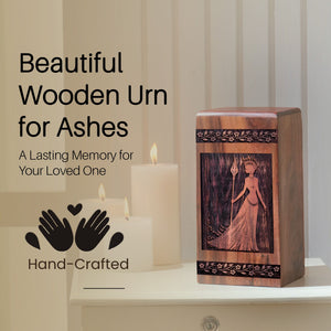 Wooden Egyptian Urn for Ashes - Handcrafted Memorial Tribute