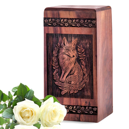 Handcrafted Wooden Fox Urn for Ashes - Lasting Memorial