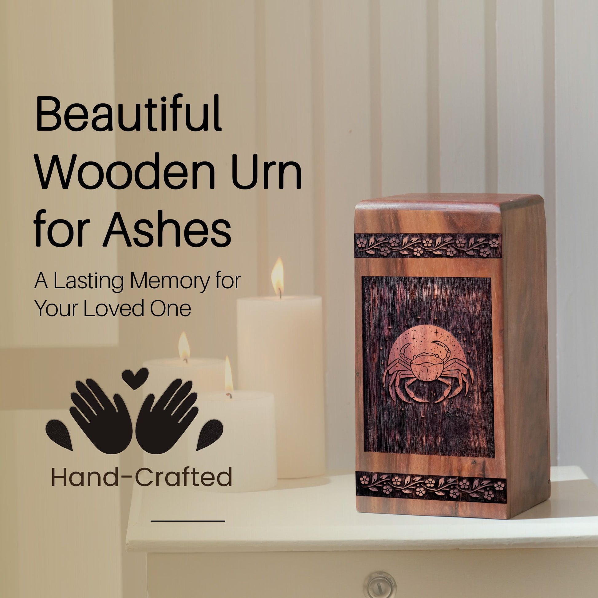 Handcrafted Wooden Crab Urn for Ashes - Eternal Tribute