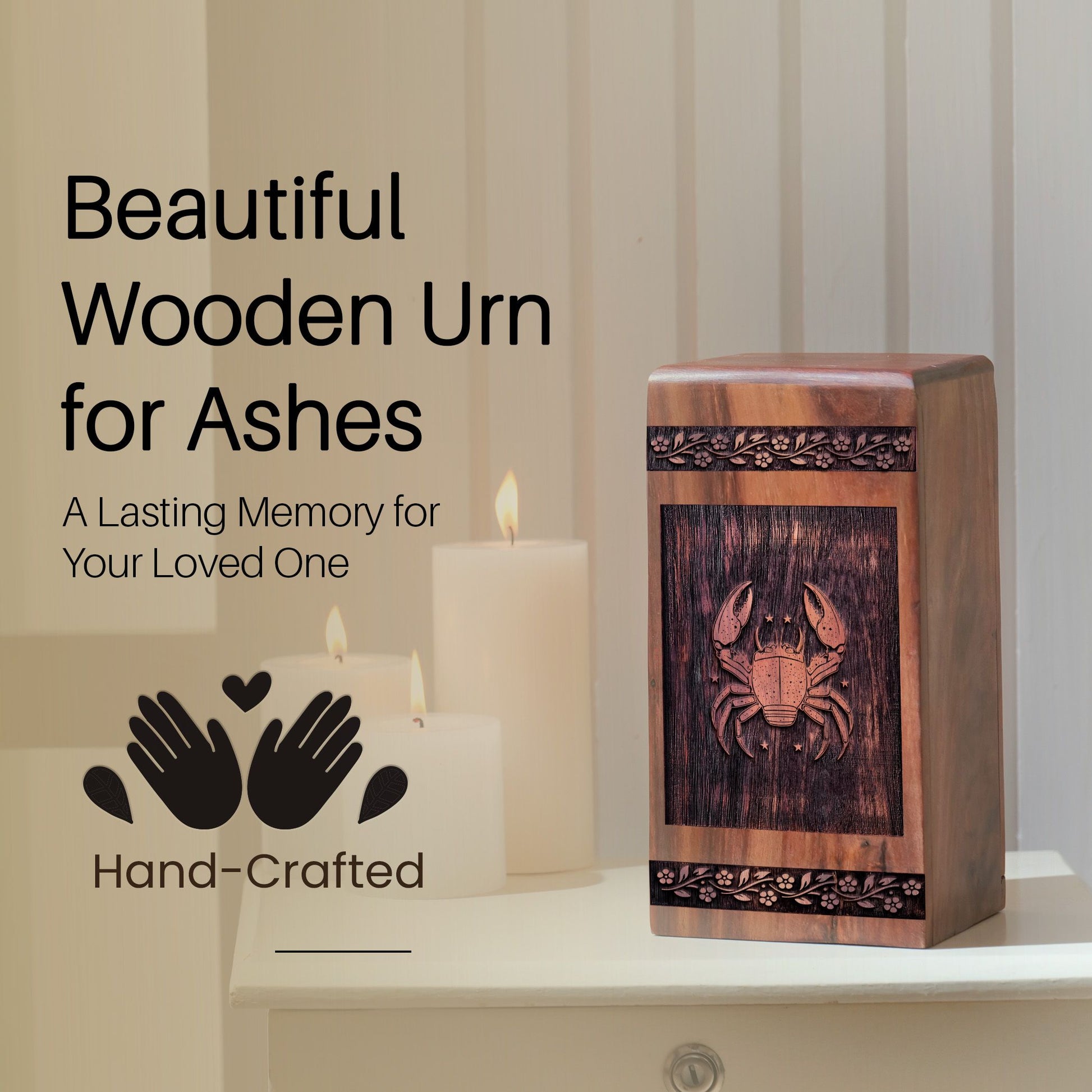 Handcrafted Wooden Crab Urn for Ashes - Lasting Memorial