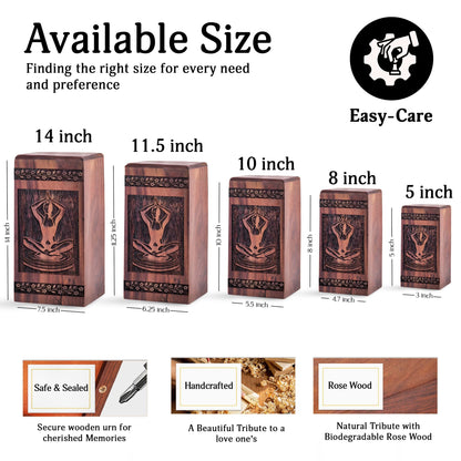 Handcrafted Wooden Yoga Urn for Ashes - Eternal Tribute