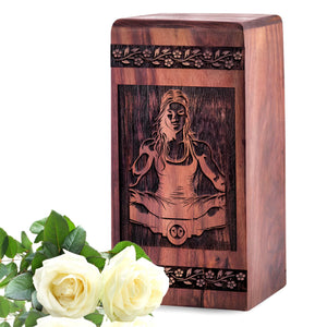 Handcrafted Wooden Yoga Urn for Ashes - Eternal Keepsake