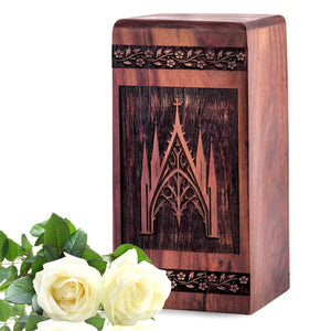 Unique Wooden Church Cremation Urn for Ashes Urn