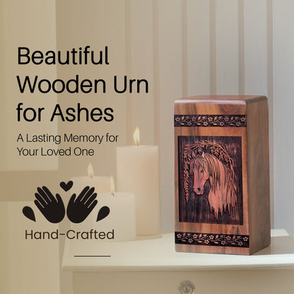 Handcrafted Wooden Horse Urn for Ashes - Timeless Tribute