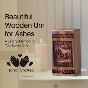 Unique Wooden Horse Cremation Urn for Ashes Urn