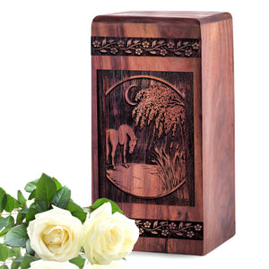 Handcrafted Wooden Horse Urn for Ashes - Lasting Tribute