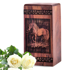 Wooden Horse Urn Box for Ashes - Thoughtful Memorial Keepsake