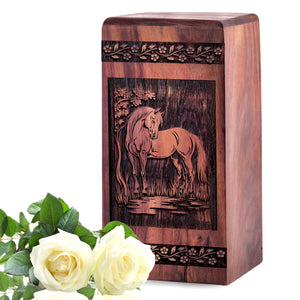 Handcrafted Wooden Horse Urn for Ashes - Lasting Tribute