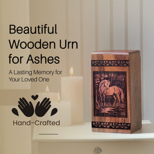Handcrafted Wooden Horse Urn for Ashes - Lasting Tribute