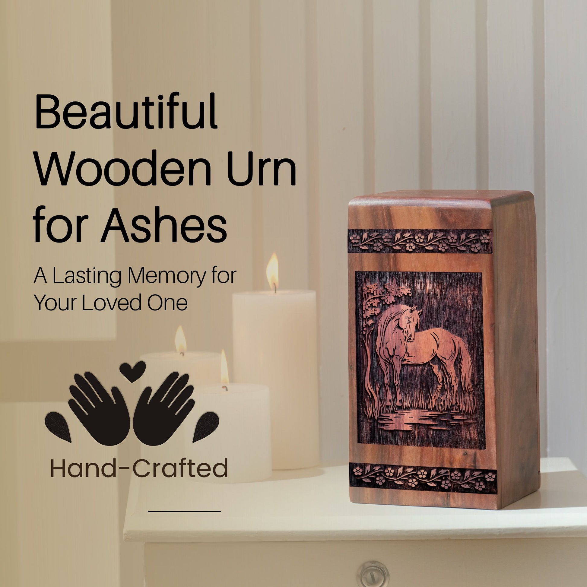 Handcrafted Wooden Horse Urn for Ashes - Lasting Tribute