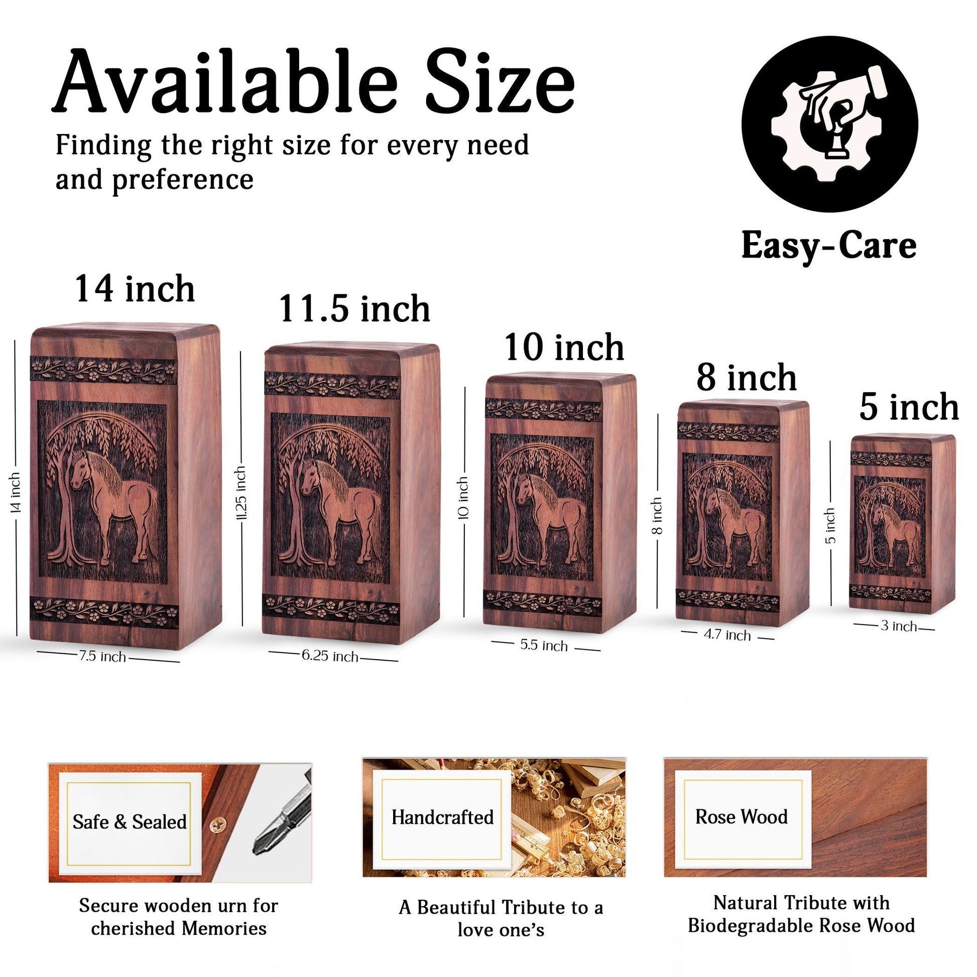 Wooden Horse Urn Box for Ashes - Thoughtful Keepsake