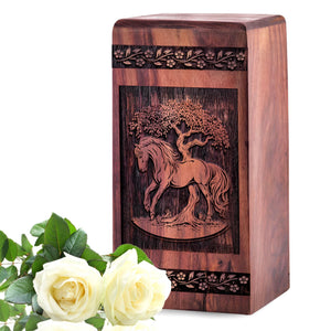 Handcrafted Wooden Horse Urn for Ashes - Eternal Keepsake