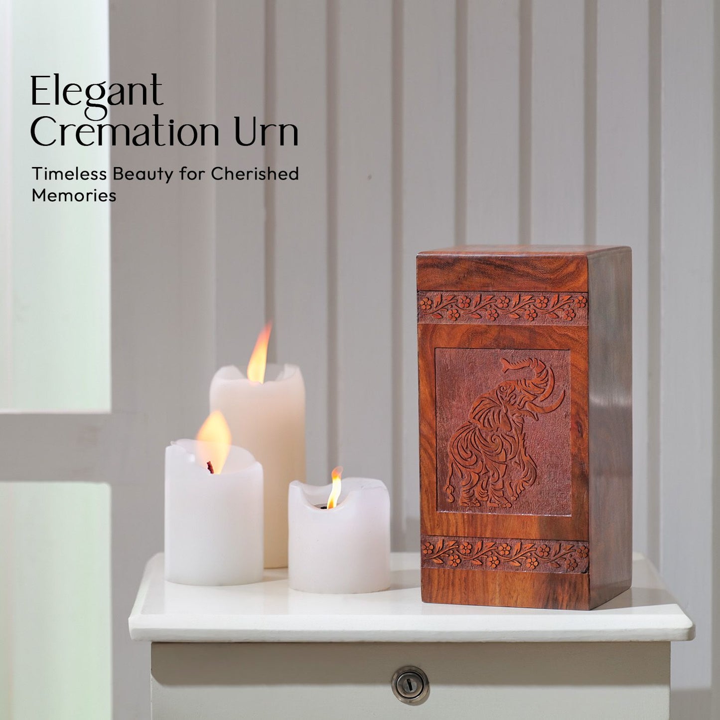 Elephant Wooden Box For Ashes Adult - Wood Urns For Cremation