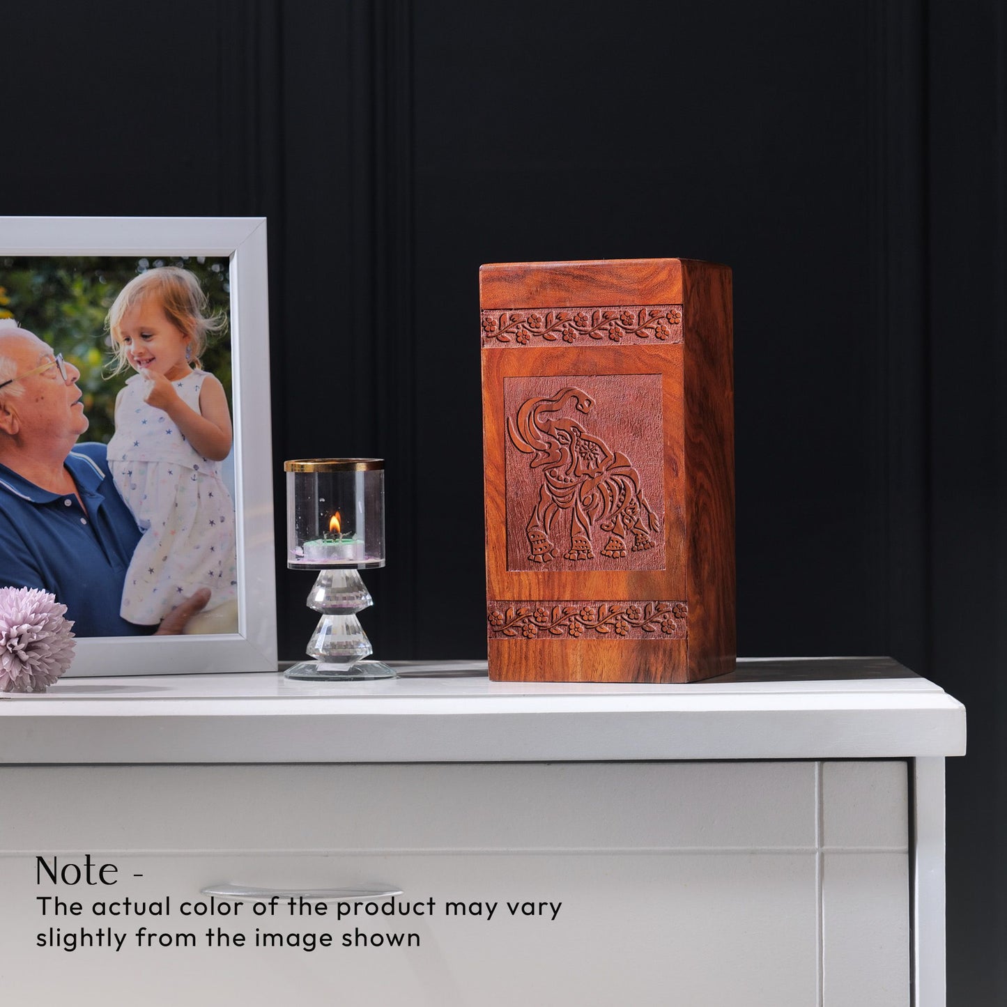 Elephant Wood Cremation Urns For Burial - Wooden Box For Ashes